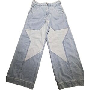 A.LAB Star Mega Rave Light Blue Jeans Baggy Wide Leg Y2K Skater Star Mens 32x32